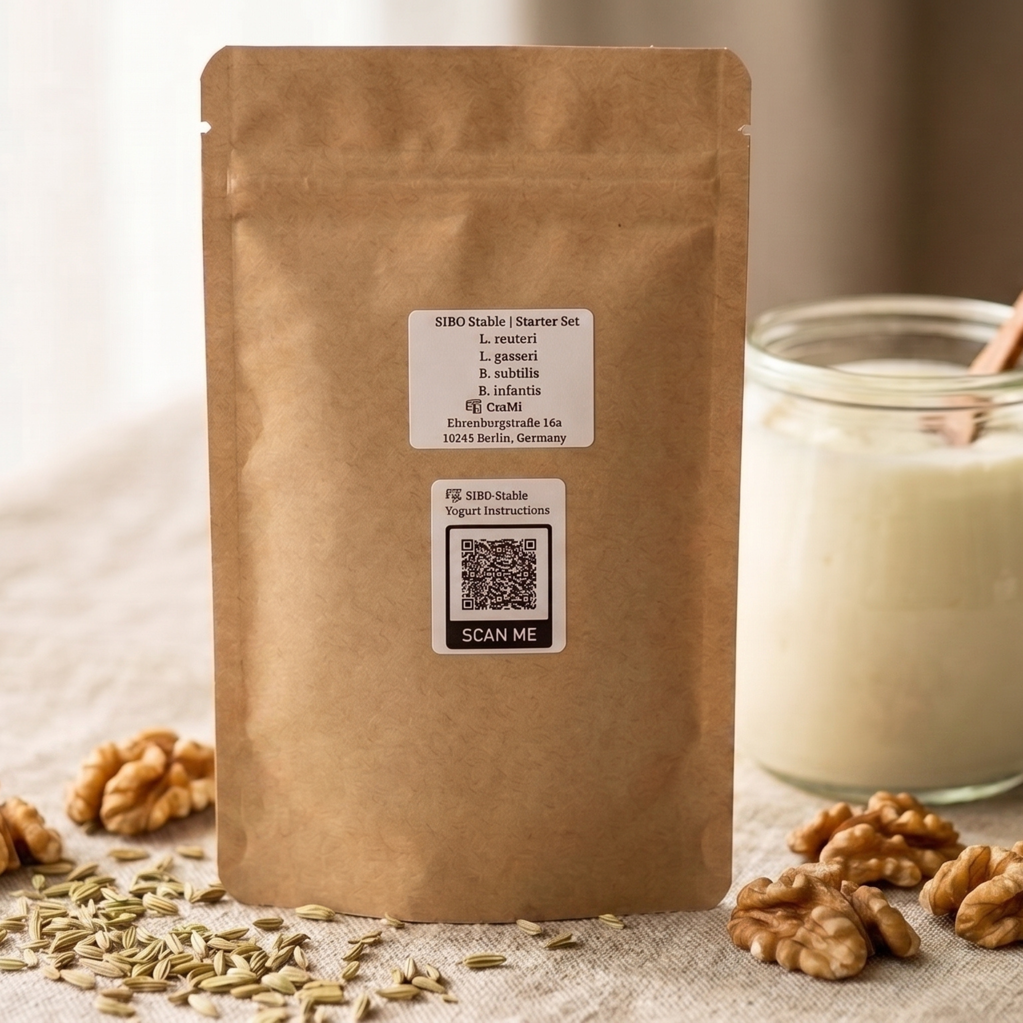 GutMi | L. reuteri + B. subtilis + L. gasseri + B. infantis | SIBO Stable | Yogurt Starter Set | Starter Cultures | 3 Yogurt Starters